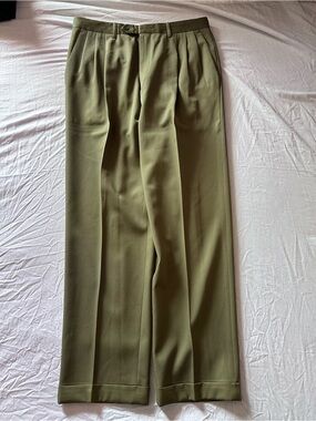 Pazoni Olive Green Pleated Men’s Dress Pants
